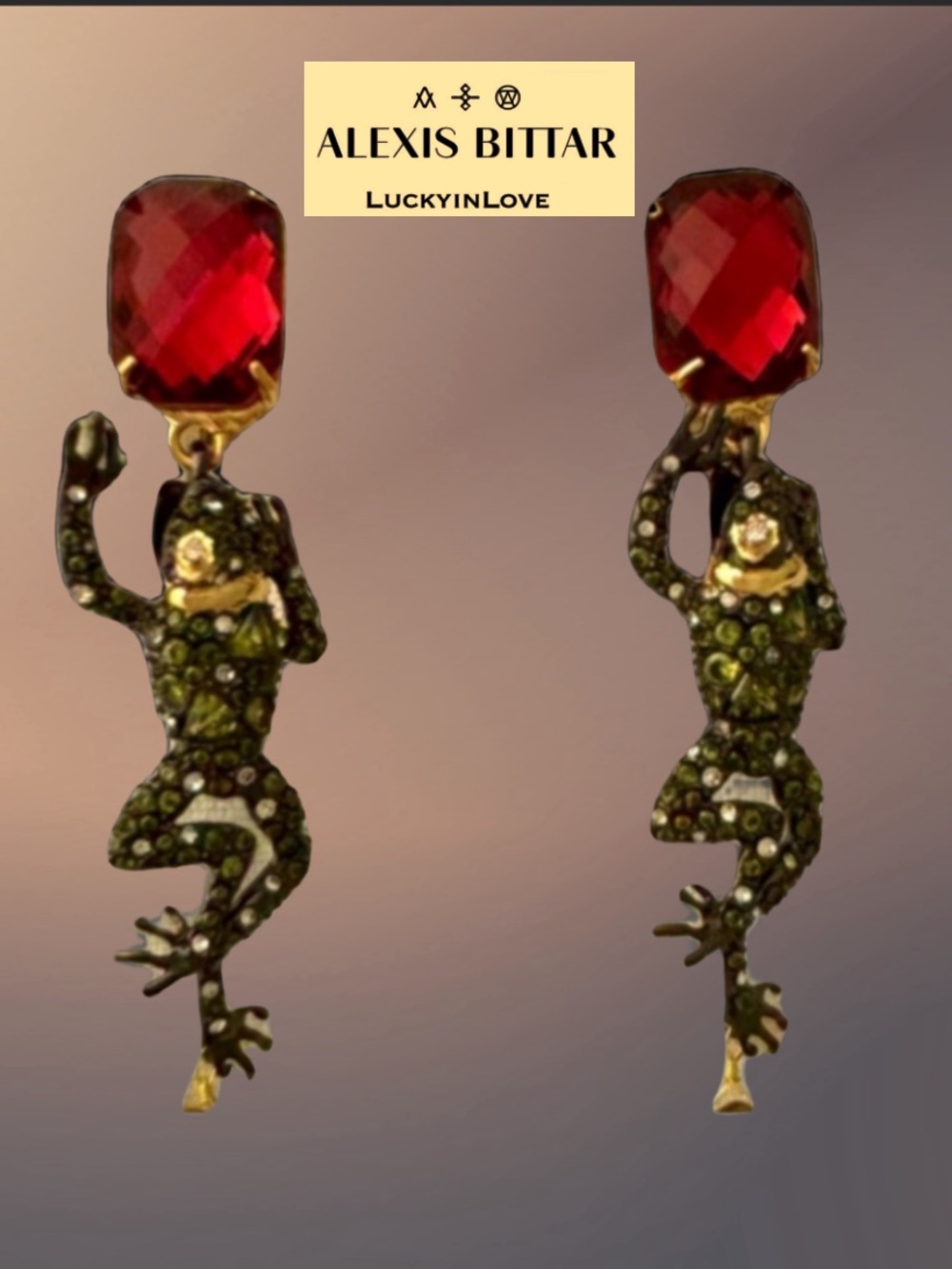 ALEXIS BITTAR • Rare Clip-on Frog Earrings Crystals